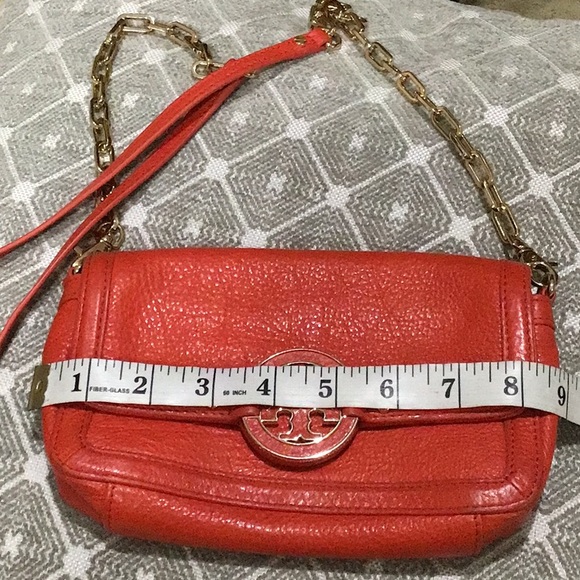 Tory Burch Cross Body Bag pebbled leather Red Smaller 9in. X 5in. approx. - Picture 2 of 15